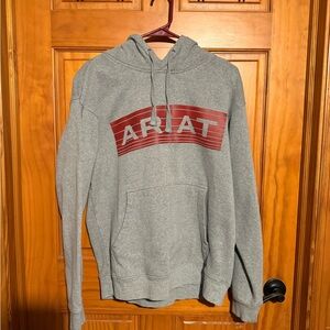 Ariat Men's Gray and Red Logo Hoodie
